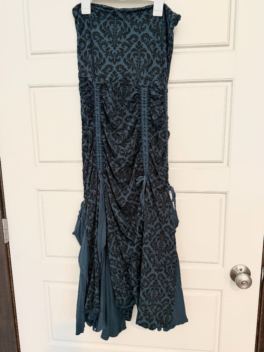 Loem Designs Rare Find Sleeveless Dark Teal & Black Patterned Maxi Skirt/Dress
